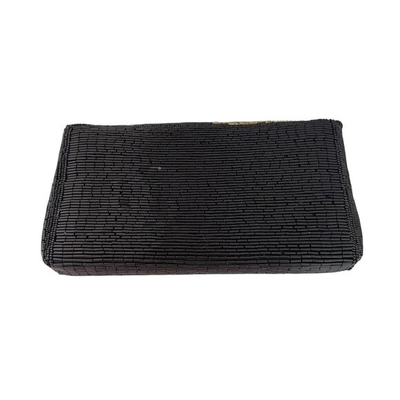 Vintage LENNOX Bags Clutch with Black Gold Sequins 8.5 x 5 - Picture 3 of 7